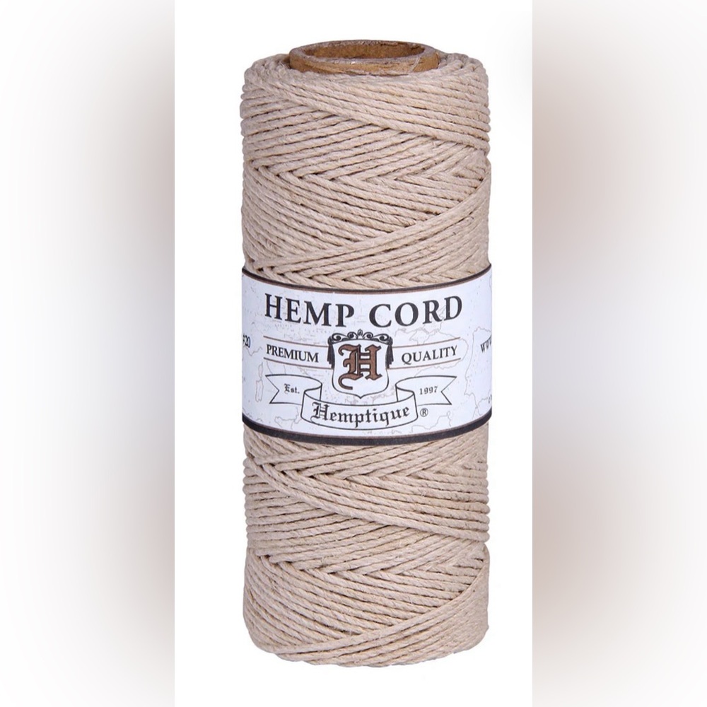 Hemptique Hemp Cord Spool Natural #20 1mm Macrame Crochet Knit Crafting Vegan